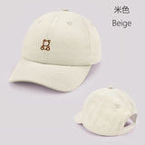 Cartoon Bear Baby Baseball Cap Cute Solid Color Toddler Sun Hat with Ears Summer Adjustable Kids Boy Girl Peaked Cap
