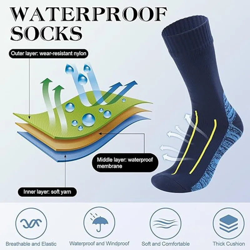 Outdoor Waterproof Socks Three-layer Knitting Unisex Breathable Outdoor Hiking Wading Camping Skiing Waterproof Socks All Season