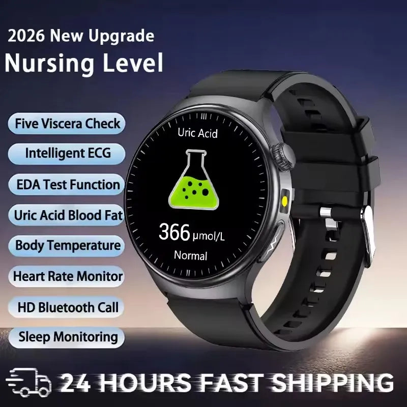 2026 New Accurate Diagnosis ECG Smart Watch Body Fat Blood oxygen BP Health Sport HD AMOLED Screen call Smart watch Men Women