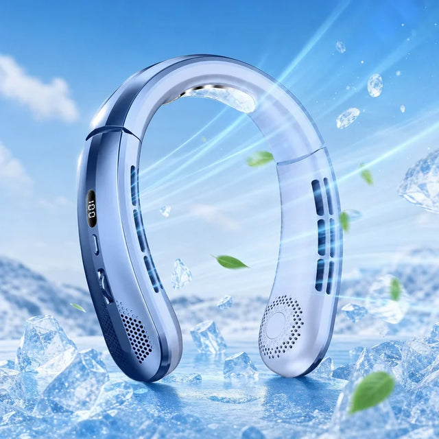 Neck Fan, Lightweight Wearable Fan, Low Noise 5 Speed Hands Free Fan, Hanging Headphone Design Sports Fan for Indoor & Outdoor