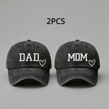 DAD MOM Washed Cotton Baseball Caps Unisex Denim Sport Hat Family Couple Sun Hats Outdoor Soft Top Breathable Sunshade Caps