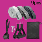 Yoga Rally Belt Fabric Resistance Belt Set with Door Anchor Handle Home Strength Fitness Training Equipment