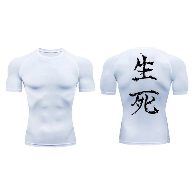 Yin Yang Sword Print Short Sleeve Compression Shirts for Men Summer Athletic Quick Dry T-shirts Gym Workout Running Tees Tops