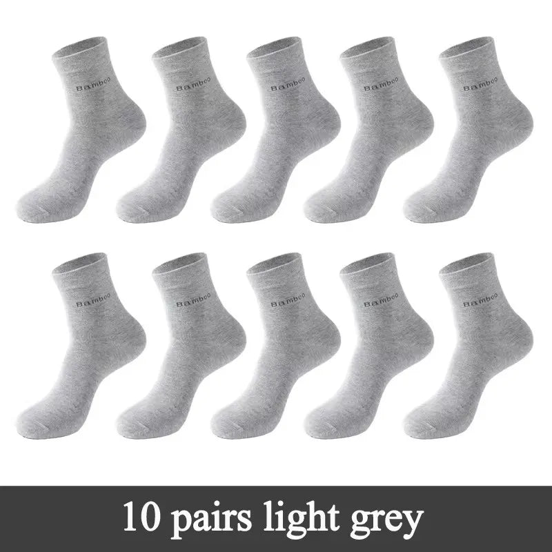 10 Pairs /Lot Bamboo Fiber Socks Men Casual Business Anti-Bacterial Breatheable Men's Crew Socks High Quality Guarantee Socks