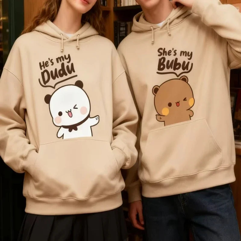 Bubu Dudu Bear Couple Hoodies Matching His and Hers Outfit Casual Cute Couple Outfits Fall Winter Men Women Daily Life Apparel
