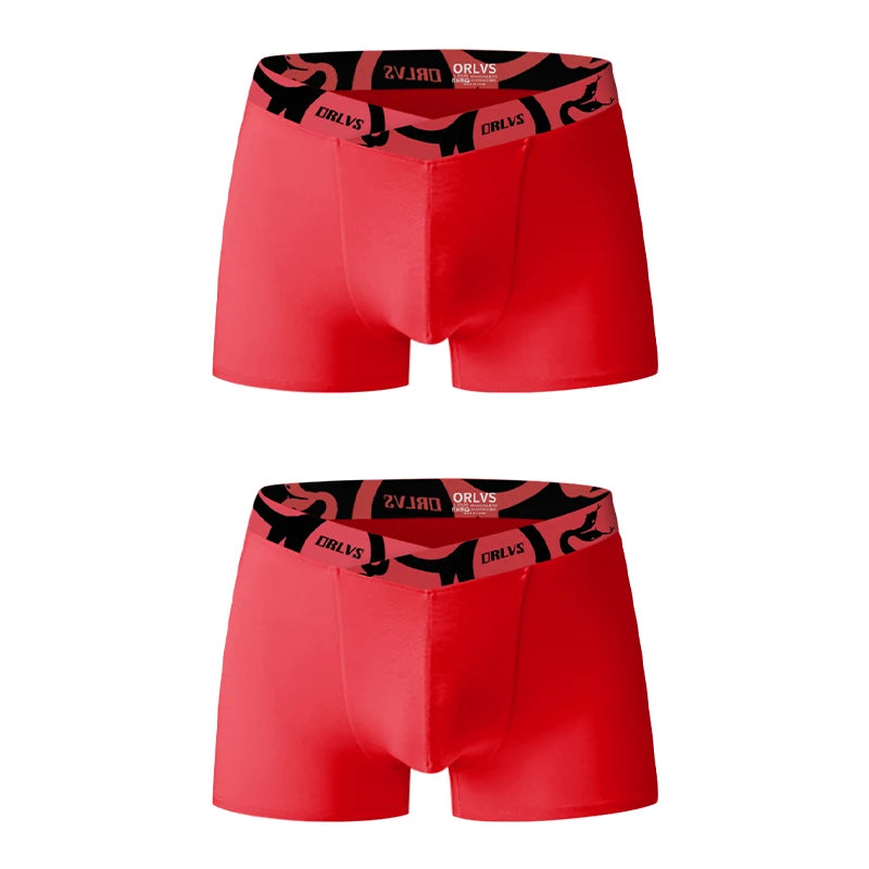 ORLVS Soft Modal Men's Underwear Big V Cut Boxer Briefs No Roll Waistband Trunks with Double Layer Crotch for Daily & Sports