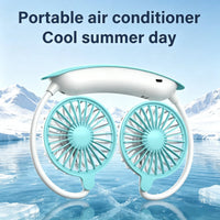 1PC Neck Cooling Fan USB Rechargeable Mini Portable  Outdoor Folding Neck Dual Ceiling Fan 3-speed Adjustable For Indoor Outdoor