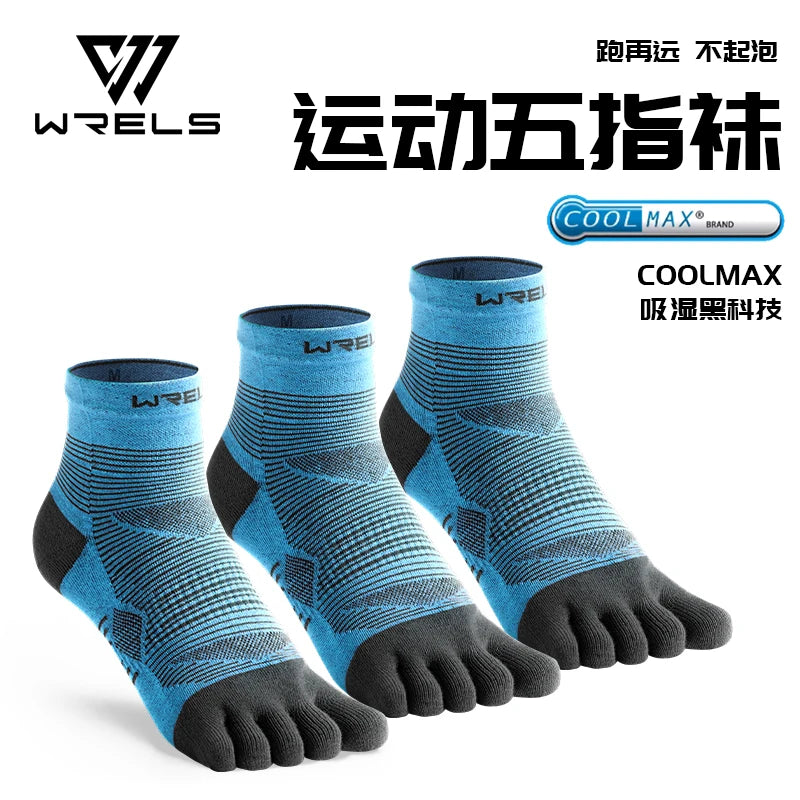WRELS 1/3pairs Toe Socks COOLMAX Five Finger Socks Athletic Running Grip Quick Dry Breathable Performance 5 Finger Sports Socks