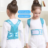 Adjustable Back Posture Corrector for Kids with Soft Padding Comfort- Blue and White Design for Learning, All Seasons Wear