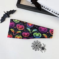Halloween Cosplay Costume Headband Skeleton Print Yoga Fitness Party Wide Hairband Stretchy Headwrap Hair Accessory Headwear