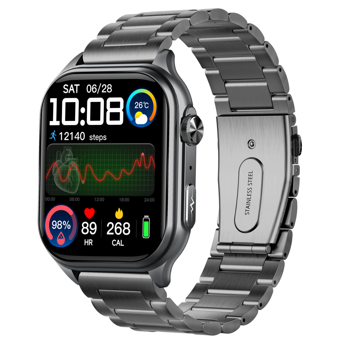 GE500 Nano SIM Card 4G B1 B3 B5 B8 HD Calling for Calling ECG SmartHealth Management Watch Leather Answer Calls Fitness Tracker