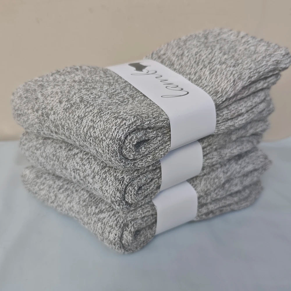 3/5 Pair Winter Men's Merino Wool Socks Super Thick Warm High Quality Harajuku Retro Snow Casual Antifreeze Cashmere Socks Men
