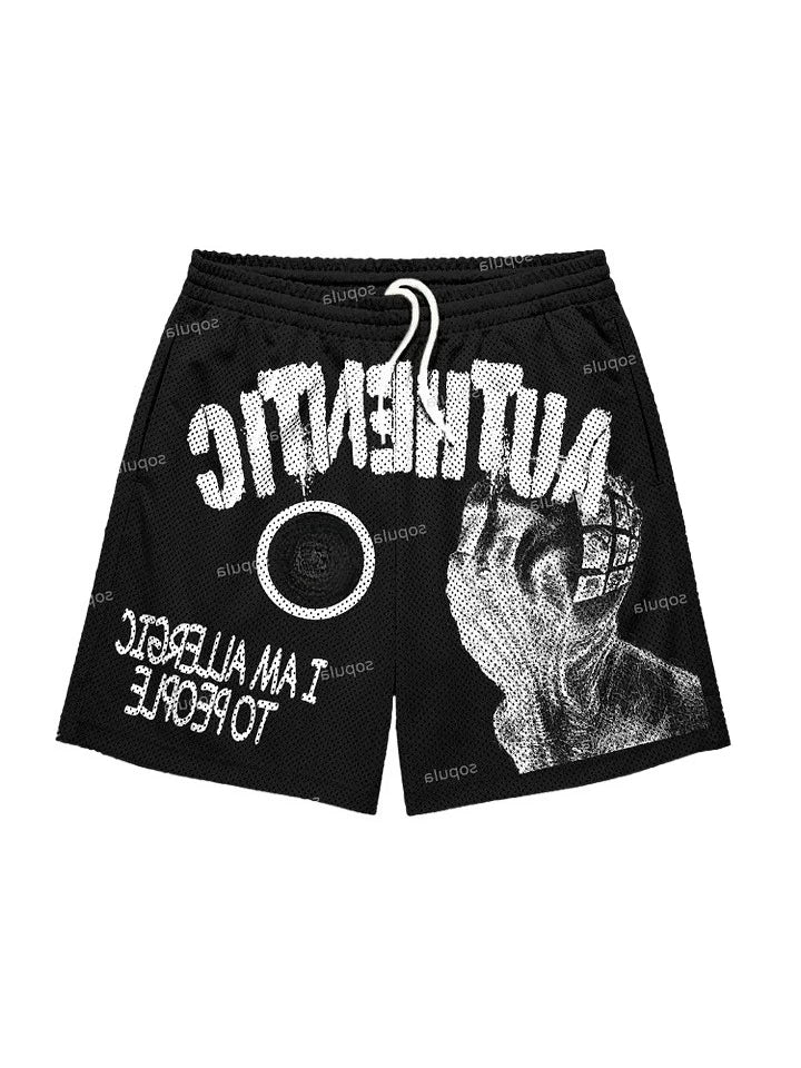 Fun Text Graphic Print Shorts High Quality Sport Training Breathable Fashionable Shorts Streetwear Men Fashion Casual Shorts