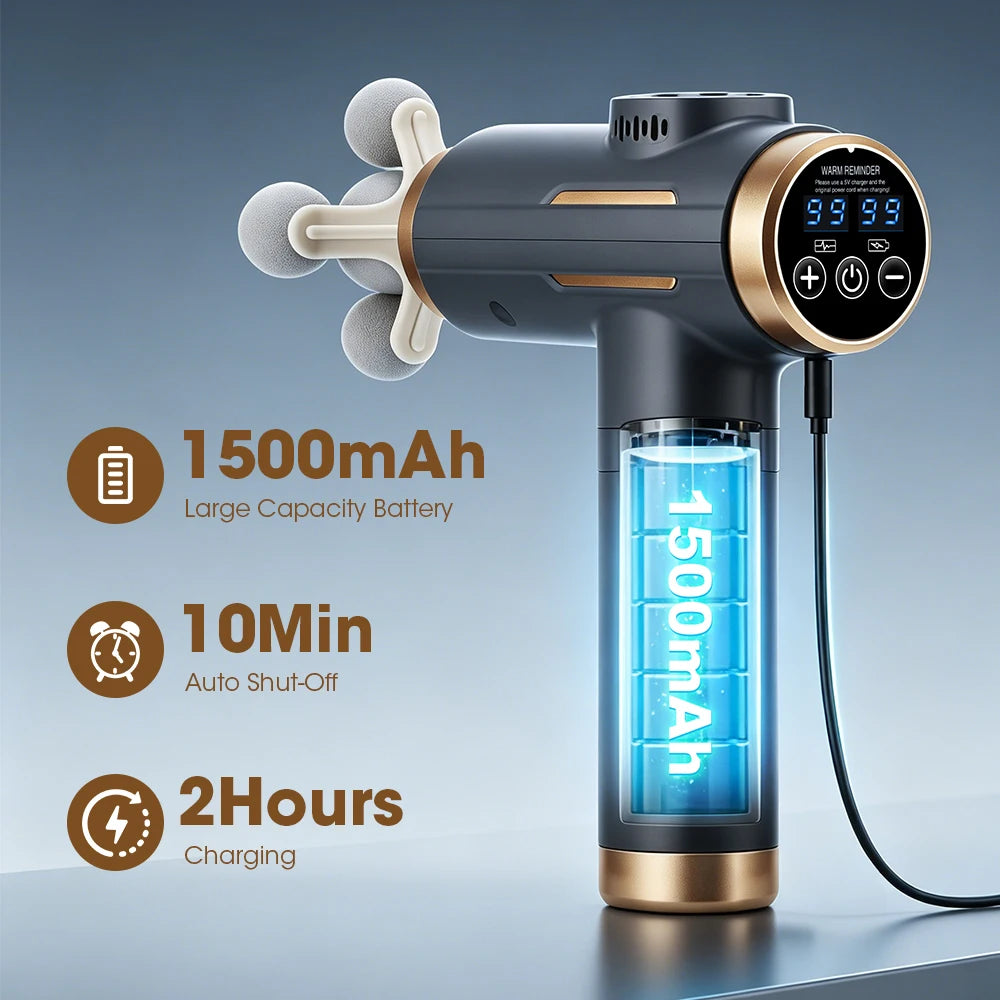 11-IN-1 Electric Massage Gun 99 Level Powerful Fascia Gun High-Frequency Vibration Body Massage Gun Arms Leg Muscle Masajeador