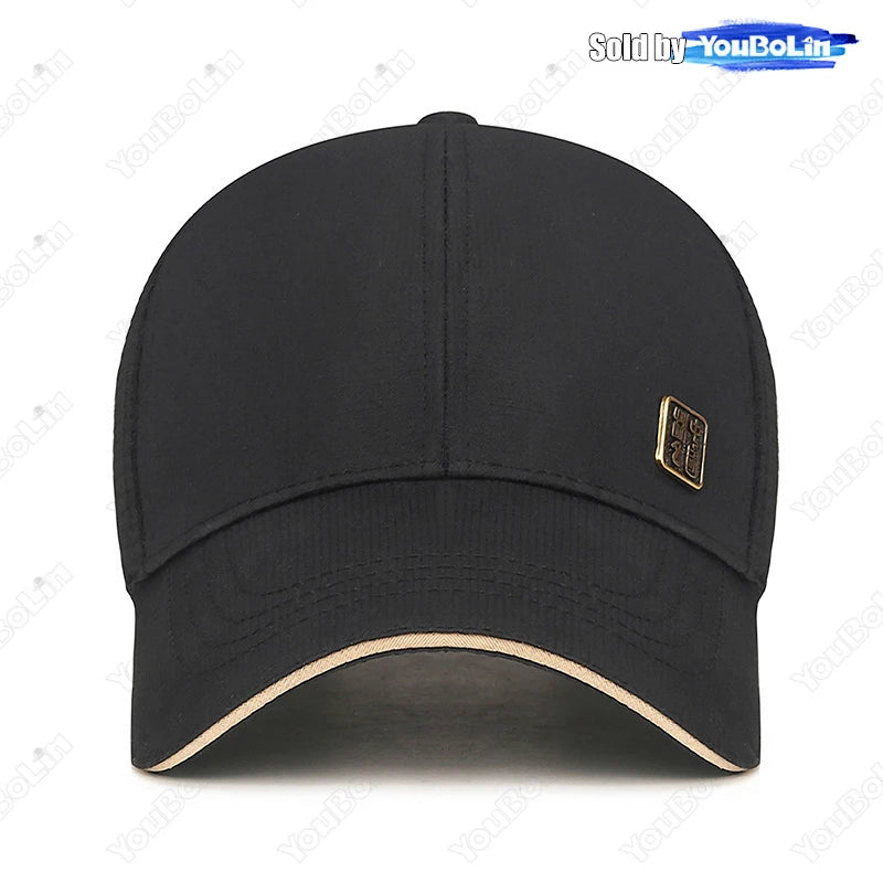 New Unisex Hard-Top Chinese Style Metal Label Mesh Baseball Cap Classic Outdoor Casual Sports Sun Hat Trucker Hats Dad Caps