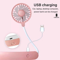 1PC Neck Cooling Fan USB Rechargeable Mini Portable  Outdoor Folding Neck Dual Ceiling Fan 3-speed Adjustable For Indoor Outdoor
