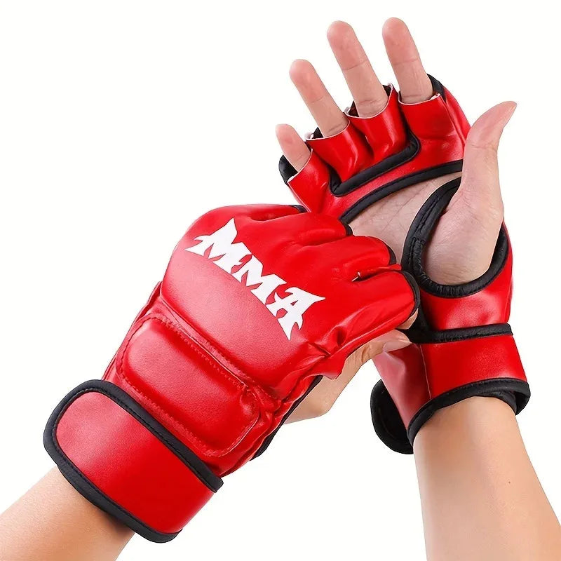 Half Finger Professional Boxing Training Gloves Leather Cushion Adult Sanda Ufc Sparring Knuckl