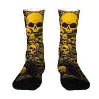 Harajuku Retro Cartoon Skull Print Casual Men's Socks Comfortable Breathable Non-slip Socks Street Hip-hop Crew Socks Fun Gift