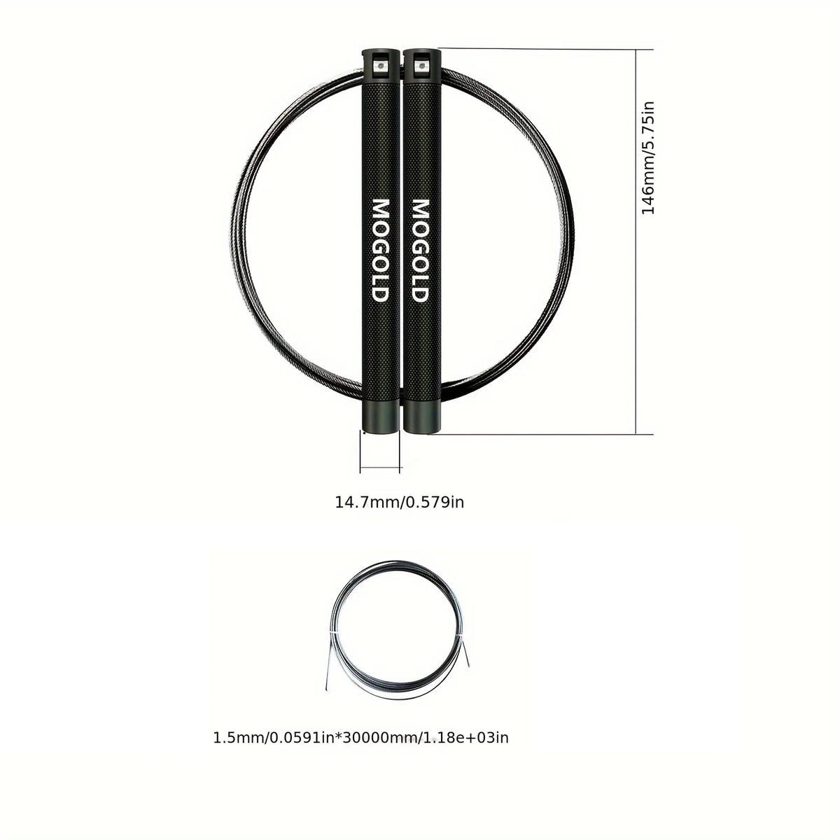 MOGOLD Ultra-durable Wire Jump Rope | Non-slip Handles with Comfortable Grip, Professional Fitness