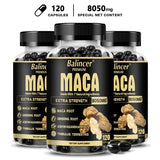 20X Natural Concentrated Extracts Black + Red + Yellow Maca Root, Korean Ginseng, Ashwagandha, Maca Root Capsules 8050 Mg