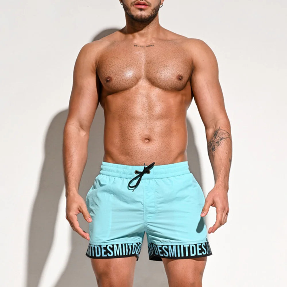 Beach Shorts Summer Mens Sports Swim Trunks Gym Training Shorts Quick-Drying Lightweight Letters Edge Trendy 2024 Shorts New