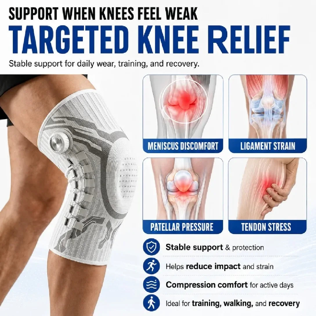 Smart Knob Knee Brace Patella Gel Pad Lateral Stabilizer Compression Support Joint Pain Relief Recovery Home Gym Wear Single
