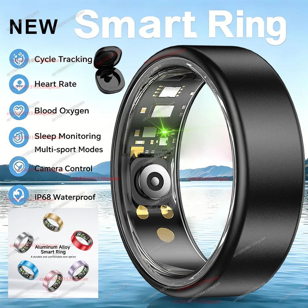 2026 New Smart Ring Heart Rate Blood Pressure Sleep Monitoring Motion Tracking IP68 Waterproof Men Women Smart Ring Holiday Gift