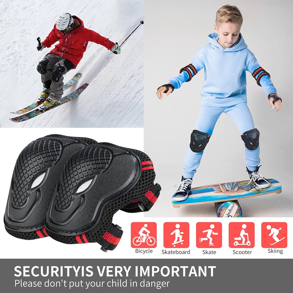 6PCS Adult/Youth Knee Pad Elbow Pads Wrist Guards Protective Gear Set for Roller Skates Cycling Skateboard Scooter Riding Sports