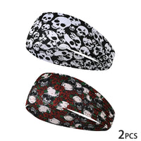 Elastic skull print sports headband, sweat-absorbent sports headband, unisex non-slip fitness headband, cycling street headband