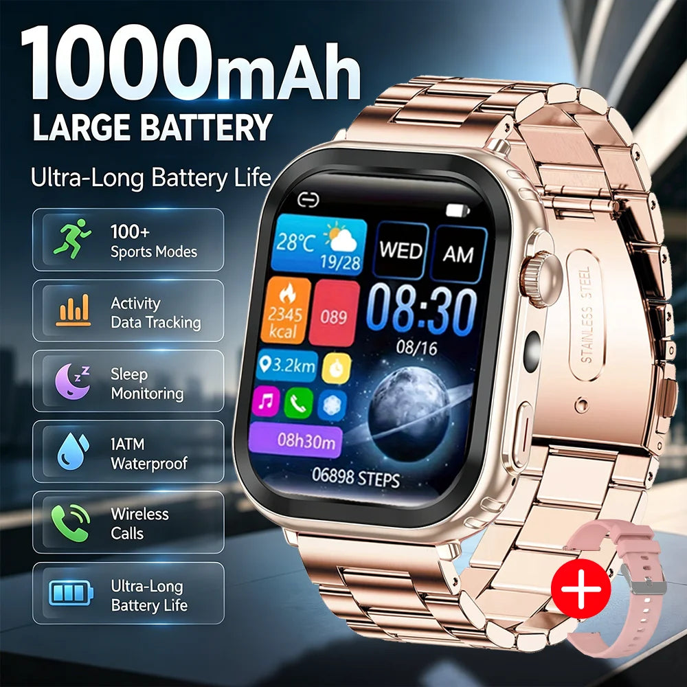 2026 New Military Grade 1000mAh Smart Watch Men 2.04