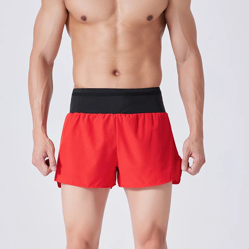 Mens Summer Running Shorts Double Layer Fake Two Piece Marathon Fitness Basketball Hiking Quick Dry Breathable Outdoor Sports