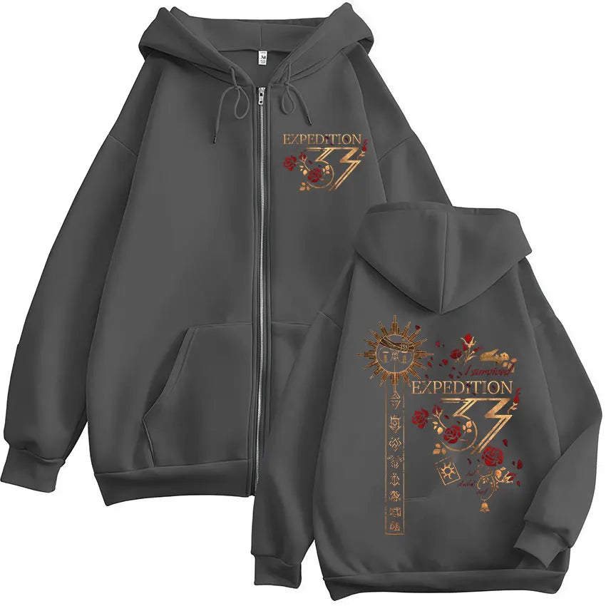 Esquie Game Clair Obscur Expedition 33 Zipper Hoodies Men Women Clothing Casual Oversized Zip Up Hooded Sweatshirts Jacket Coat