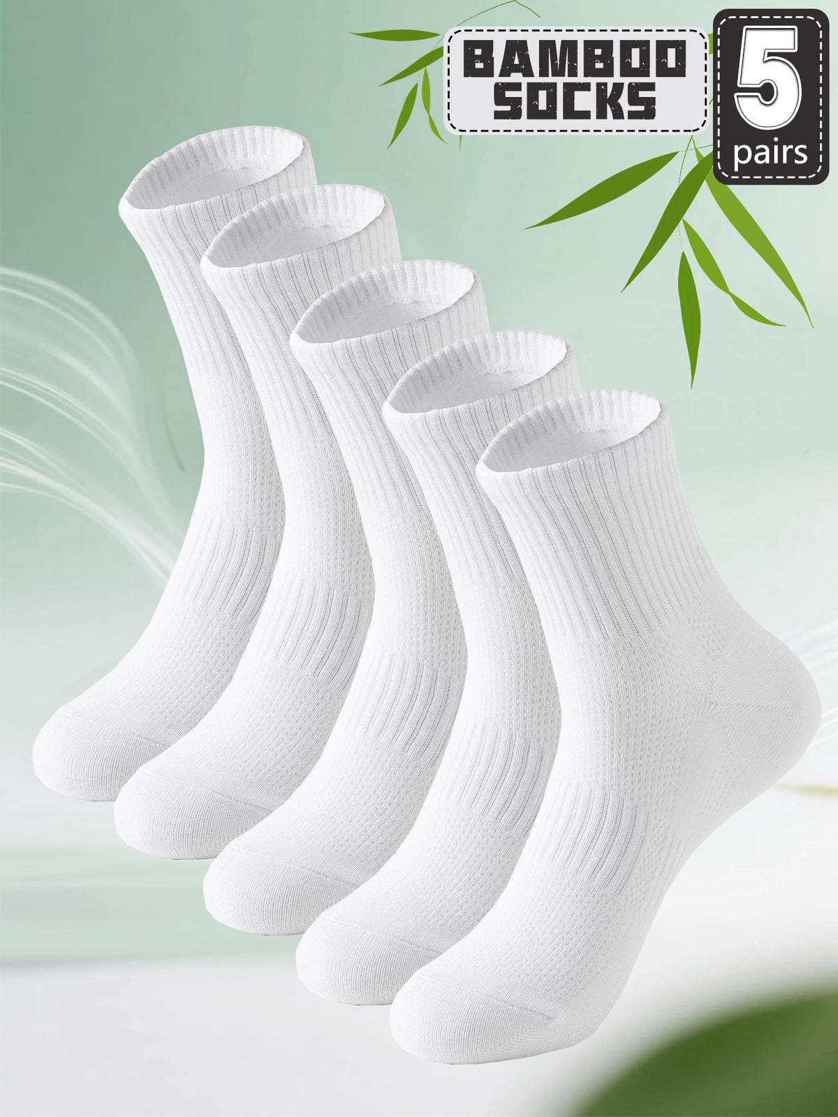 5 Pairs High-Quality Men's Bamboo Fiber Socks Breathable Mesh Spring Summer Anti-Odor Sweat-Absorbing Black Business Short Socks
