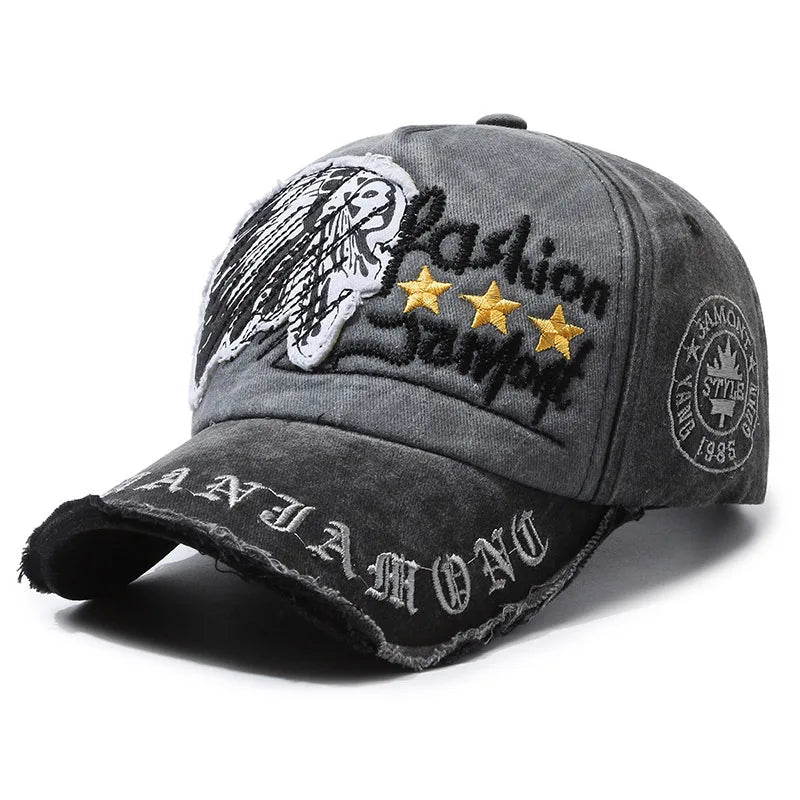 Unisex Washed Cotton Vintage Cap Letter Embroidery Baseball Cap Men And Women Outdoor Sports Hats