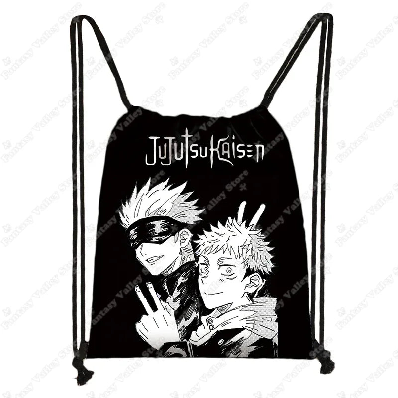 Anime Jujutsu Kaisen Backpacks Gojo Satoru Yuji Itadori Drawstring Bag Harajuku Large Capacity Storage Bags Outdoor Shoulder Bag