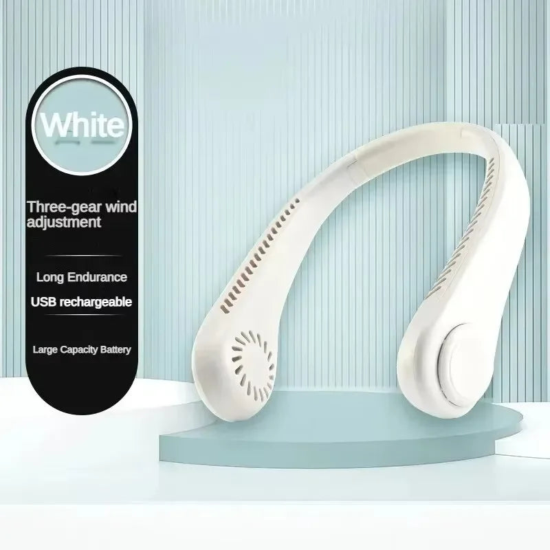 3 Speed Adjustable Bladeless Neck Fan Portable Rechargeable Mini Hanging Neck Air Cooler Long Battery Life For Summer Outdoor