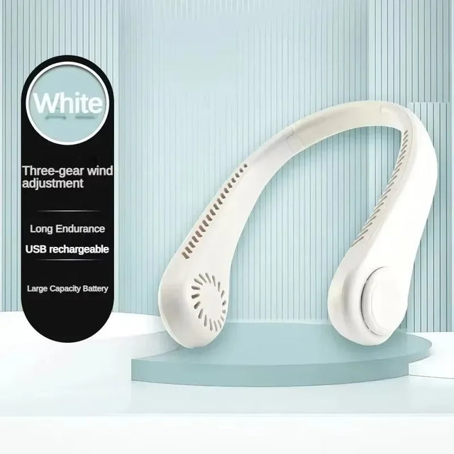 3 Speed Adjustable Bladeless Neck Fan Portable Rechargeable Mini Hanging Neck Air Cooler Long Battery Life For Summer Outdoor