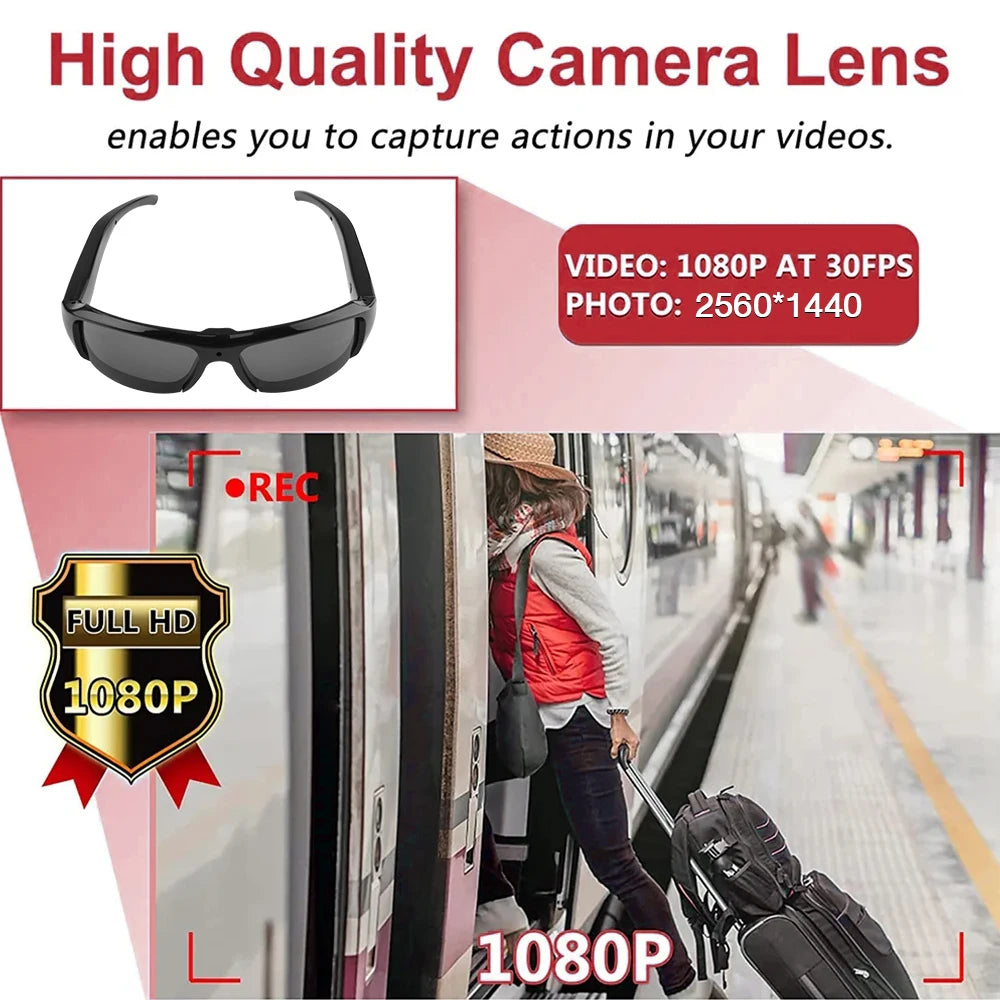 KEBIDUMEI Smart Glasses with Camera 1080P HD Photo Video Recording Eyeglass Sunglasses Support 128G TF Card for Outdoor Cycling