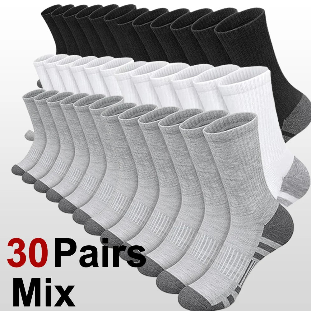 10/20/30 Pairs Men Outdoor Sports Socks Anti Odor Sweat Absorbing Breathable Comfortable Basketball Cycling Running Casual Socks