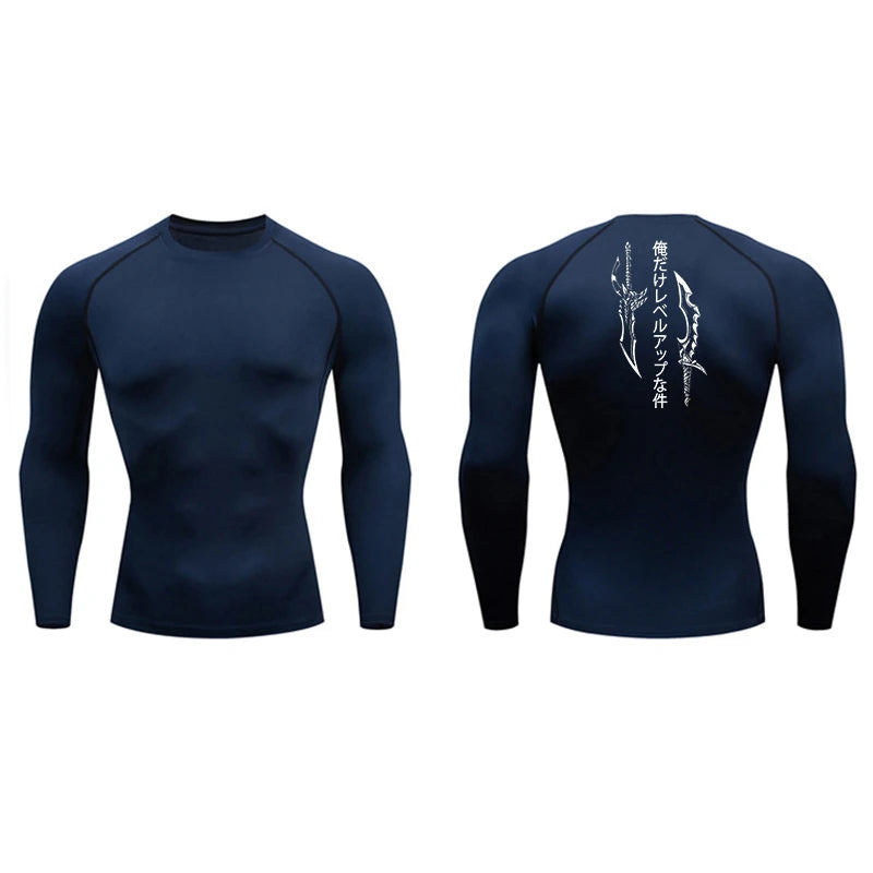 Dagger Print Compression Shirts for Men Athletic Quick Dry Tshirt Tops Rash Guard Gym Workout Running Baselayers Undershirts