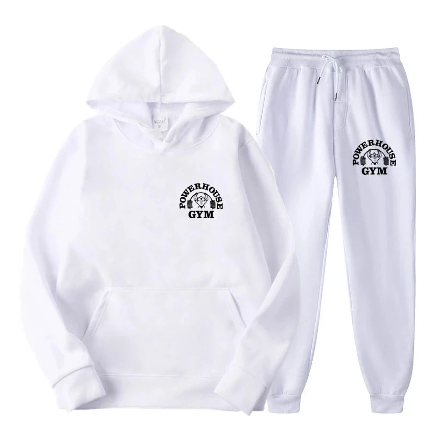 Men Women Tracksuit Hoodies Casual Solid Color Long Sleeve Pullover + Pants Suit Fleece Hooded Sportswear Suit Two Piece Sets