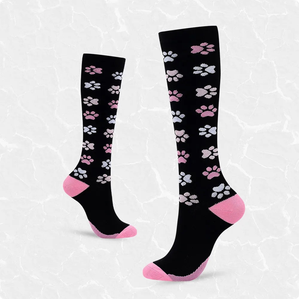2 Pairs Funny Halloween Unisex Sports Compression Leg Socks Elastic Support Socks for Festival Daily Wear