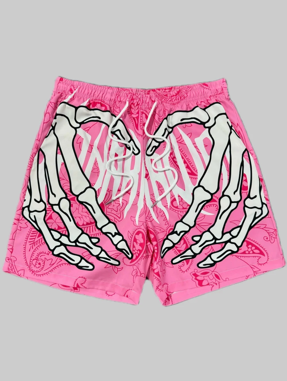 Fashion Men's 3D Skeleton Hand Printed Shorts Men Sports Breathable Oversize Beach Shorts Casual Swim Trunks Men Summer Clothing