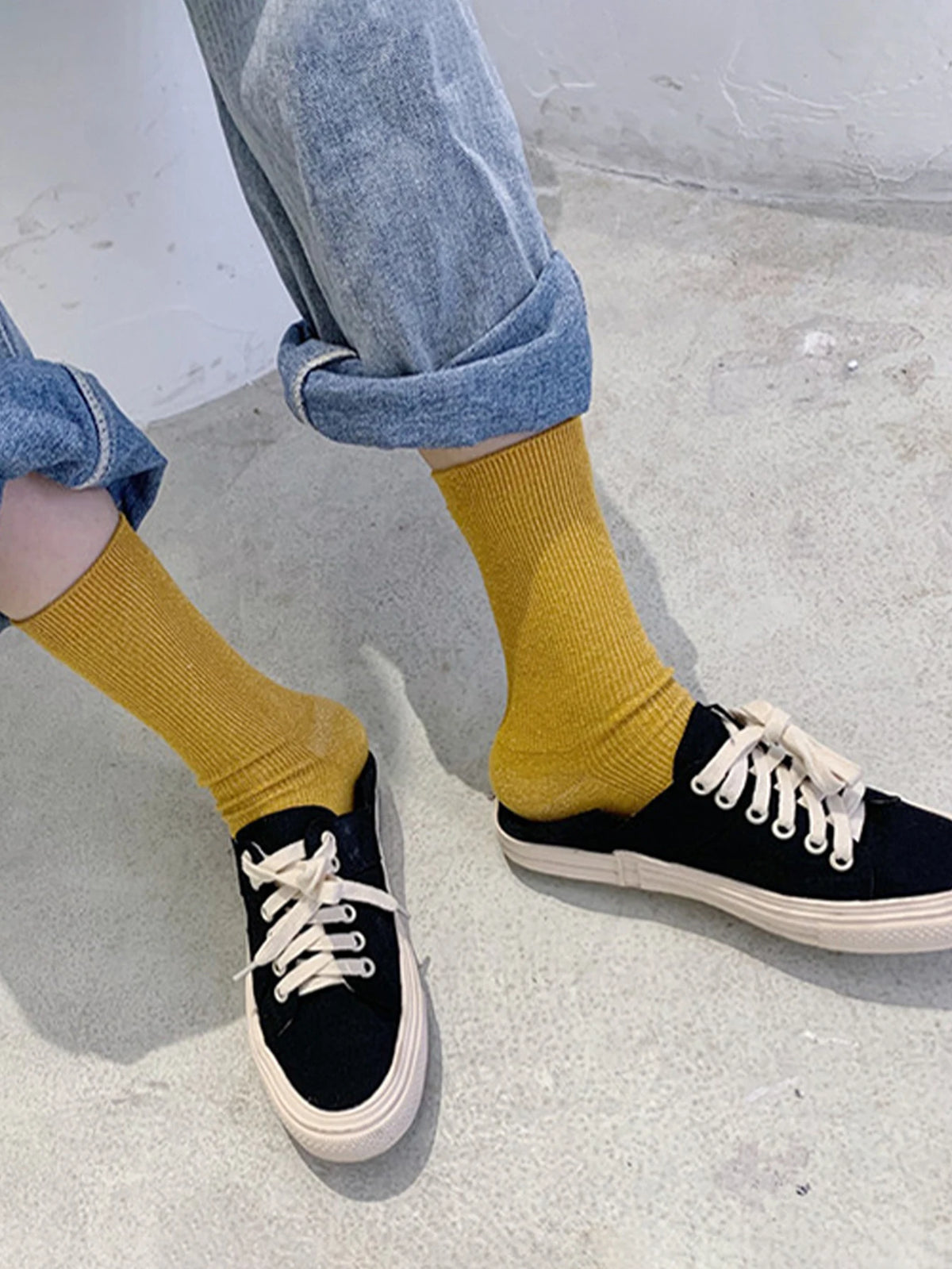 3/5/10/15 Pairs Random Solid Color Glitter Crew Socks ,Random Solid Color Glitter Crew Socks , Comfortable & Versatile for Women