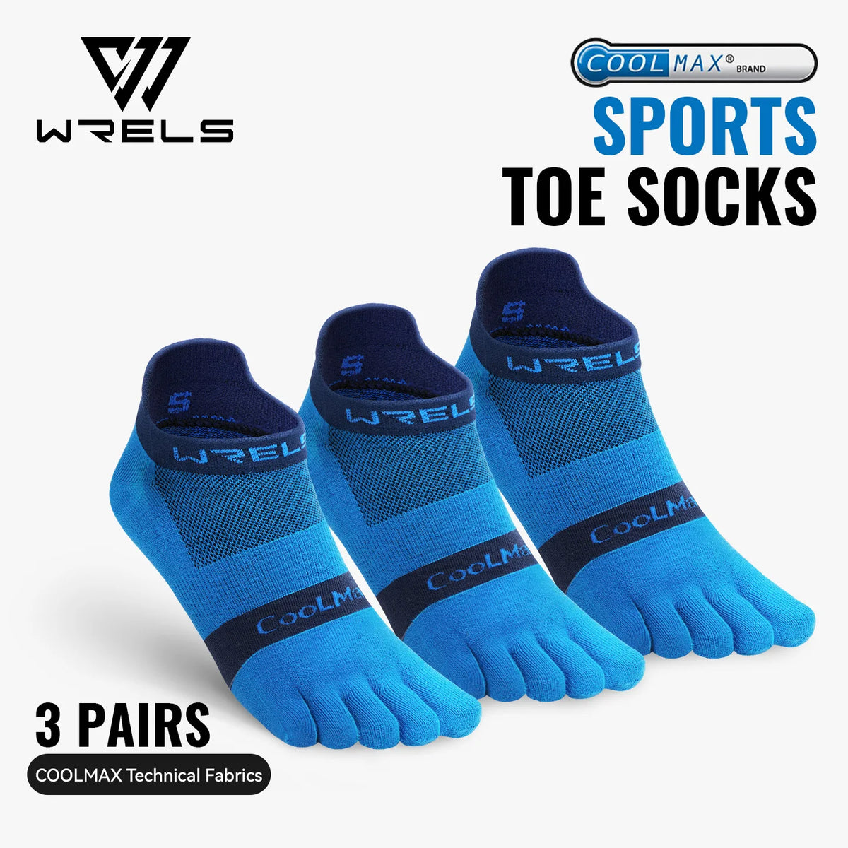 WRELS 1/2/3pairs COOLMAX Five Finger Socks Athletic Breathable Compression Running Hiking No Show Quick Dry Toe Socks Men Women