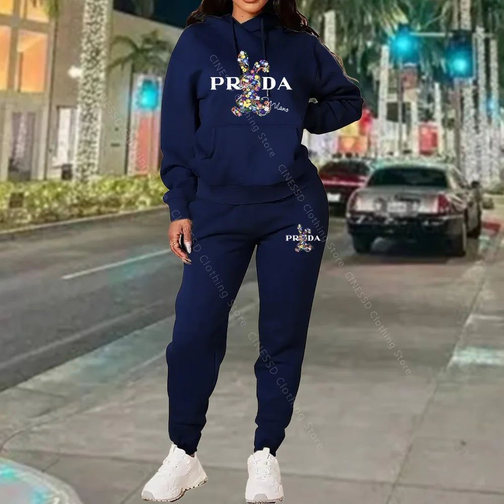 Women's Tracksuits Hoodies and Pants Two Peice Outfits Suit Designer Luxury Oversized Autumn Winter Clothing Women Pants Sets