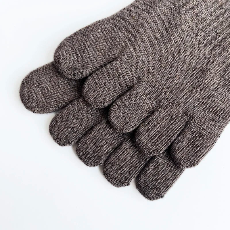 1/5 Pairs Man Five Finger Socks Cotton Striped Solid Simple Sweat-Absorbing Anti-Bacterial Breathable Warm Soft Elastic Toe Sock