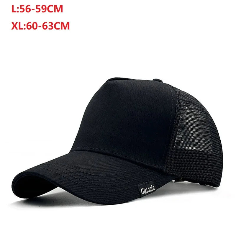 Summer Big/Small Head Mesh Baseball Cap Outdoors Large Sun Caps Oversize Plus Size Trucker Hat 55-60cm 60-65cm