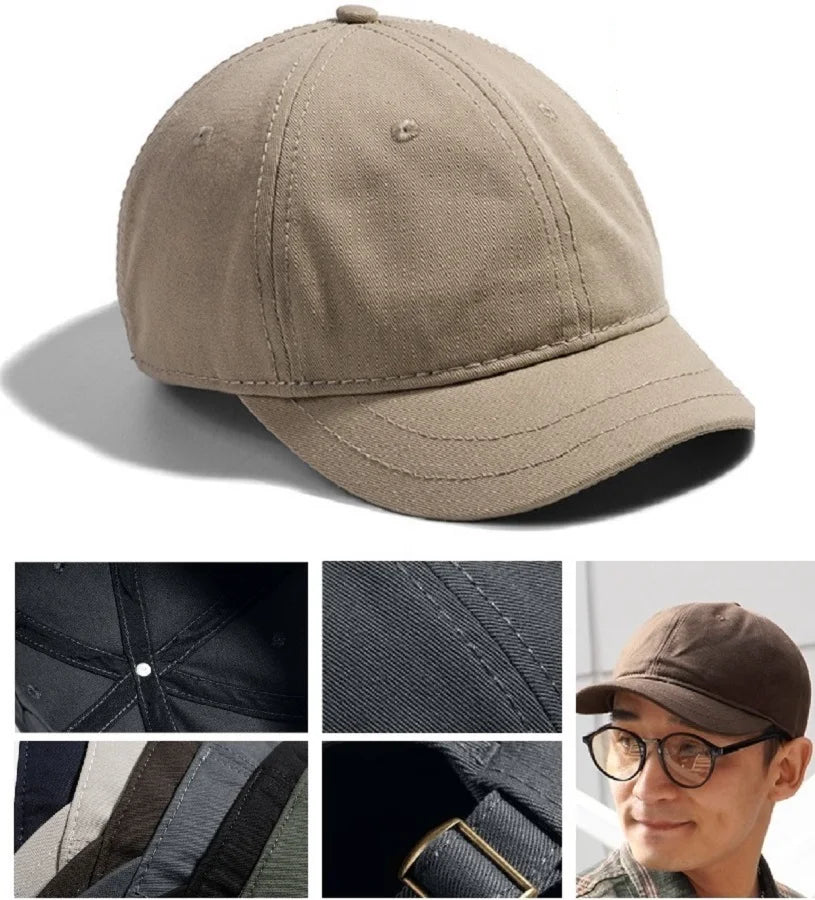 Short Bill Baseball Caps for Men Women Plus Size Big Head Mesh Summer Breathable Short Brim Trucker Hat Running 56-60cm 60-65cm