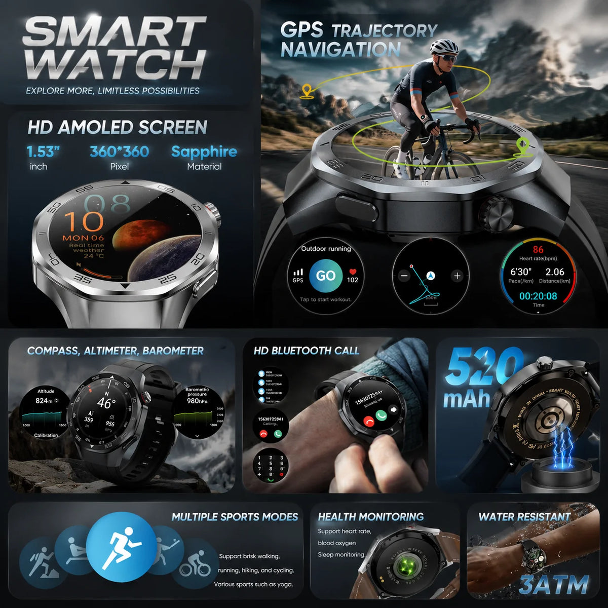 Men Smart watch 6 1.53